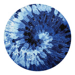 Blue And Black Tie Dye Print Round Blanket