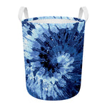 Blue And Black Tie Dye Print Round Laundry Basket