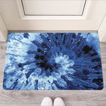Blue And Black Tie Dye Print Rubber Doormat