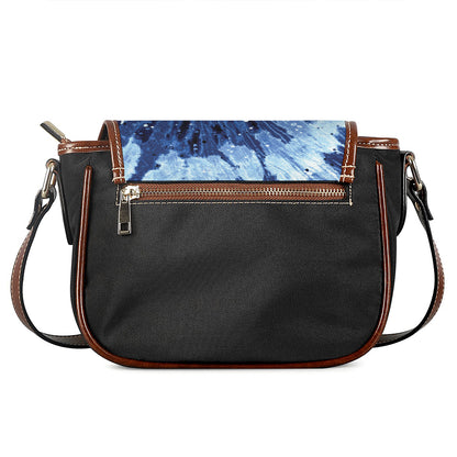 Blue And Black Tie Dye Print Saddle Bag