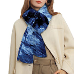 Blue And Black Tie Dye Print Scarf
