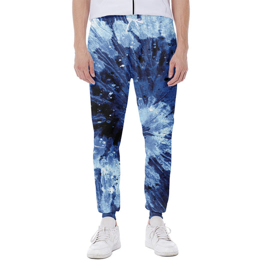 Blue And Black Tie Dye Print Scuba Joggers