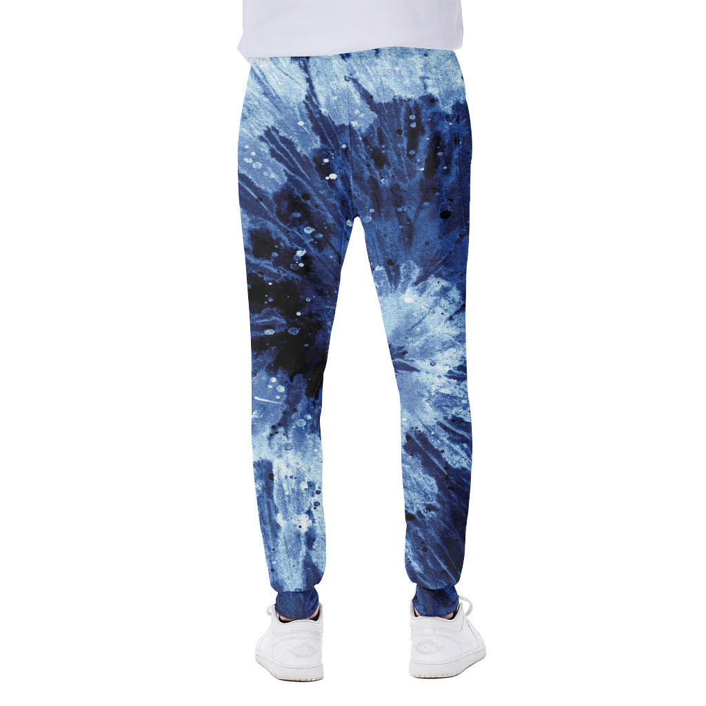 Blue And Black Tie Dye Print Scuba Joggers