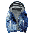Blue And Black Tie Dye Print Sherpa Lined Zip Up Hoodie