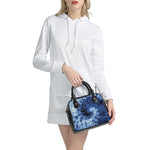 Blue And Black Tie Dye Print Shoulder Handbag
