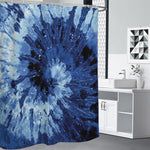 Blue And Black Tie Dye Print Shower Curtain