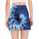 Blue And Black Tie Dye Print Side Slit Mini Skirt