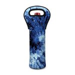Blue And Black Tie Dye Print Single Neoprene Wine Tote