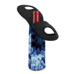 Blue And Black Tie Dye Print Single Neoprene Wine Tote