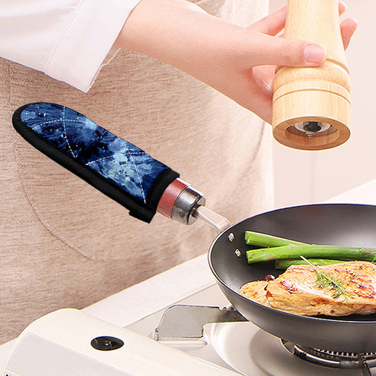 Blue And Black Tie Dye Print Skillet Handle Cover