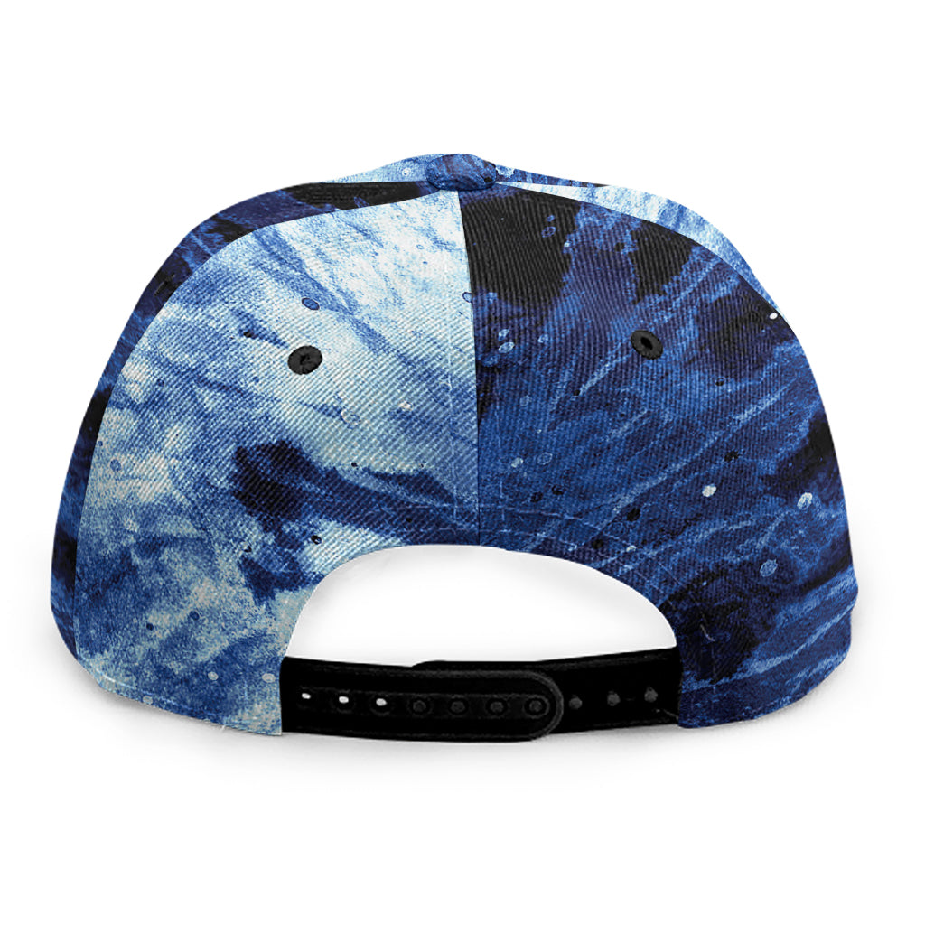 Blue And Black Tie Dye Print Snapback Cap