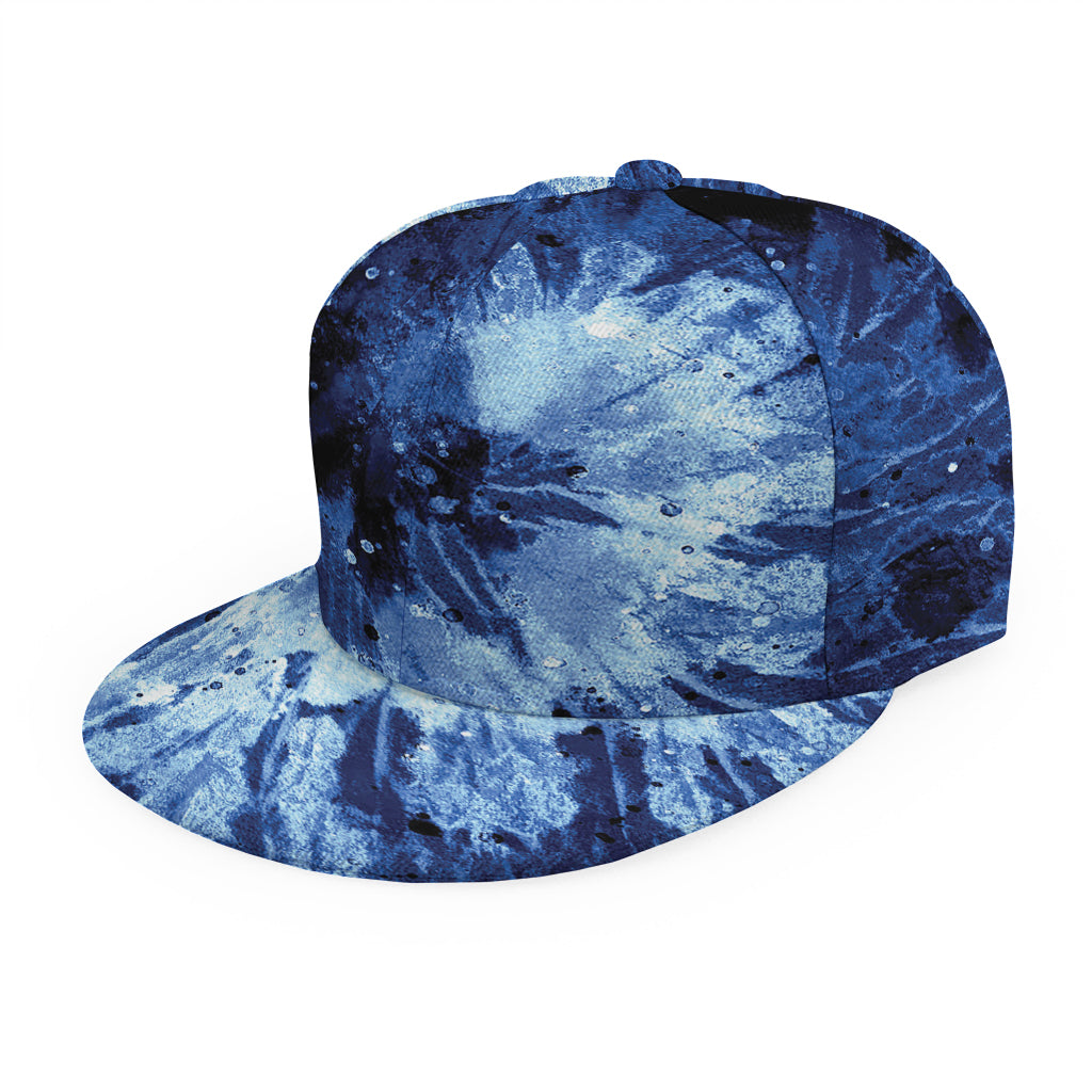 Blue And Black Tie Dye Print Snapback Cap