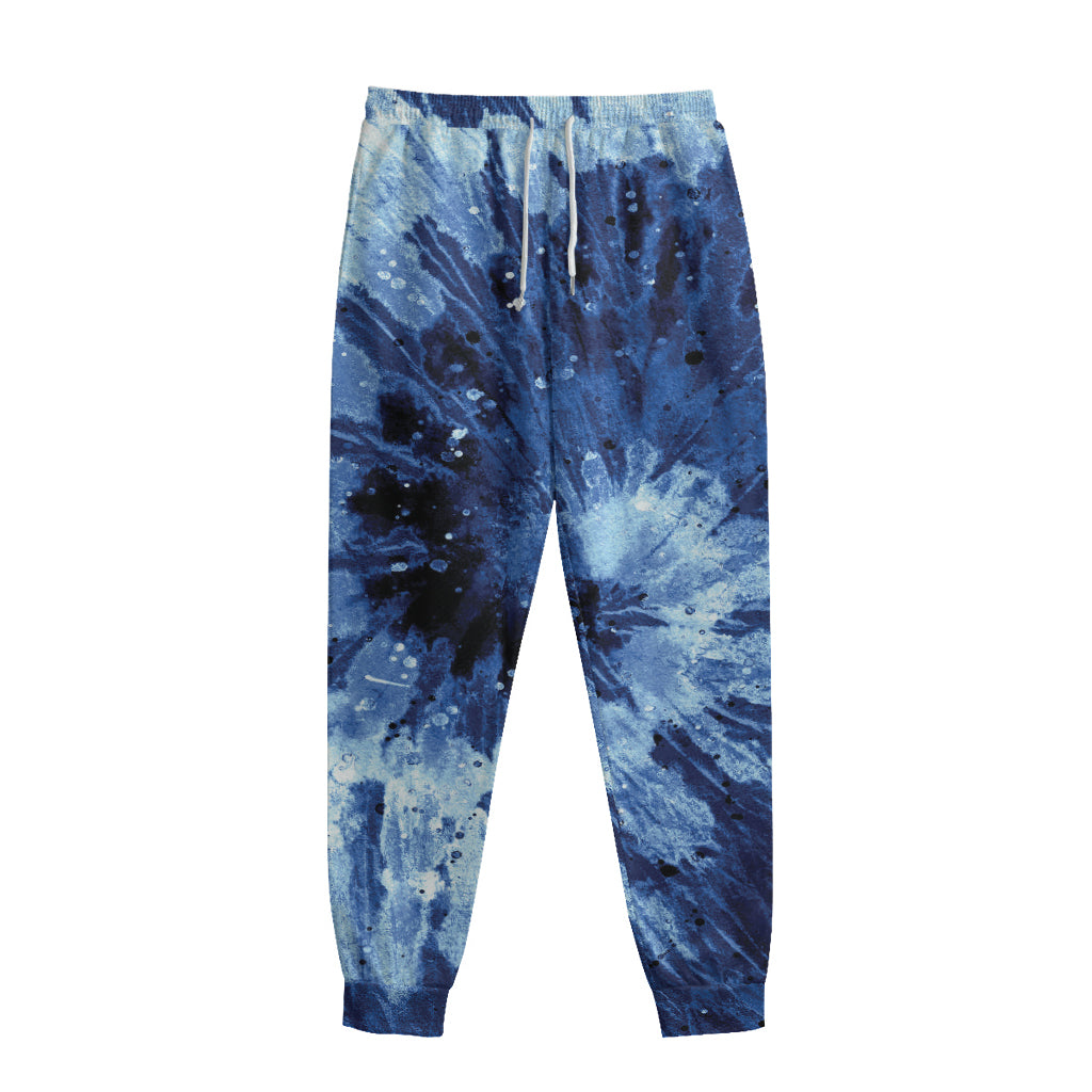 Blue And Black Tie Dye Print Sweatpants