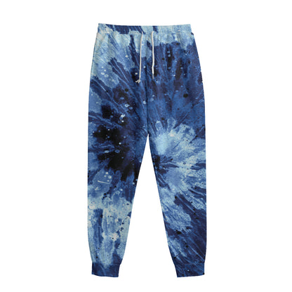 Blue And Black Tie Dye Print Sweatpants