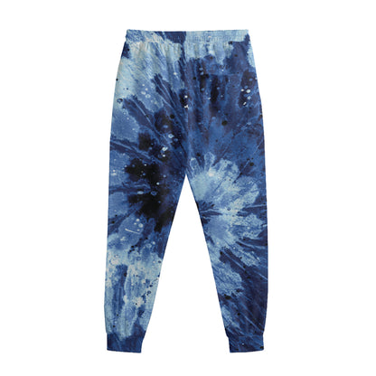 Blue And Black Tie Dye Print Sweatpants