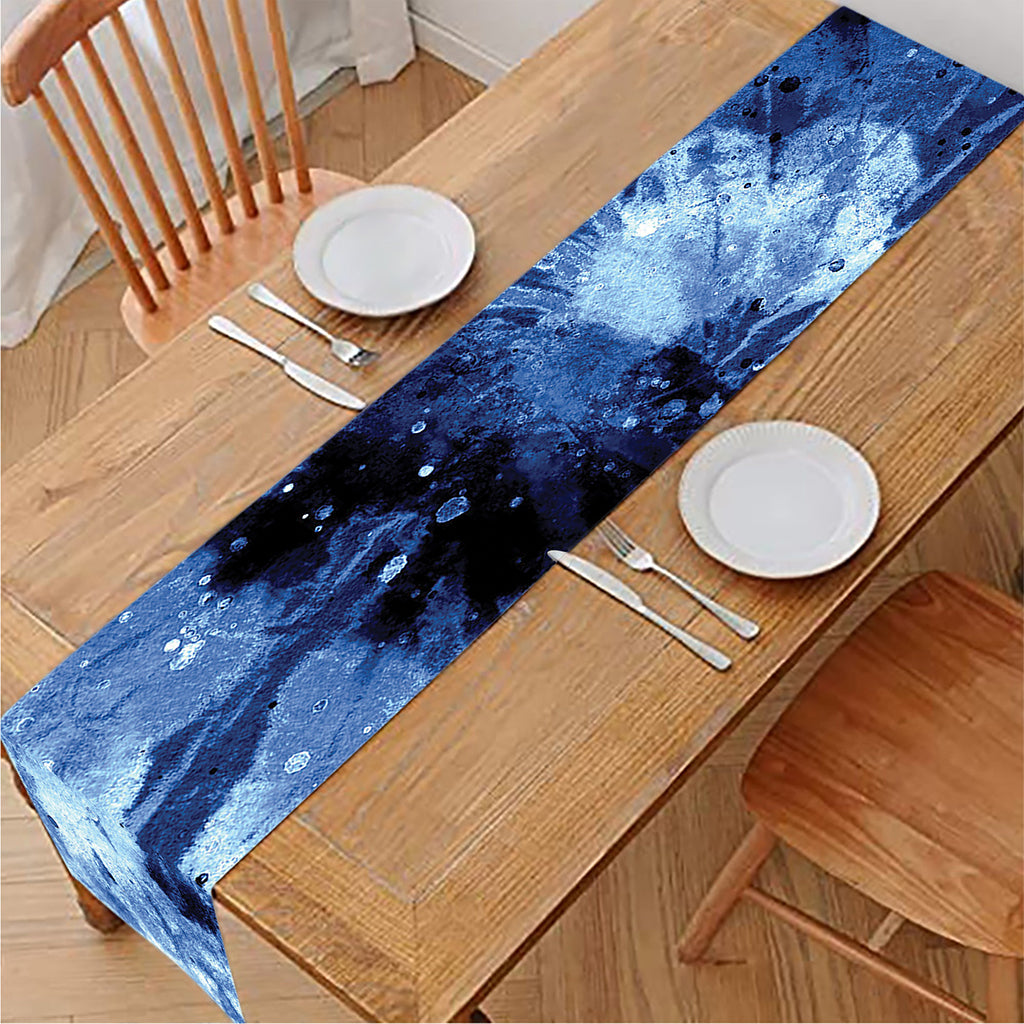 Blue And Black Tie Dye Print Table Runner