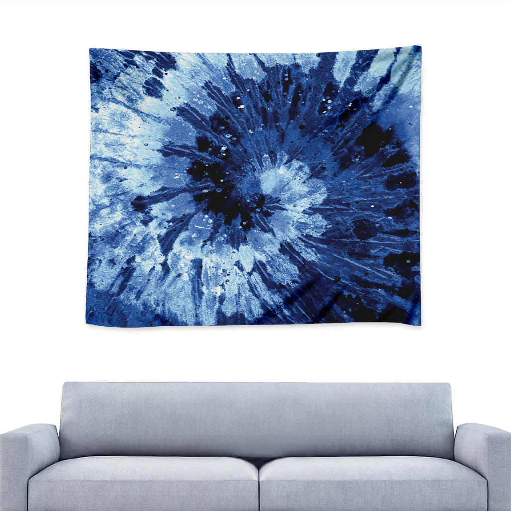 Blue And Black Tie Dye Print Tapestry
