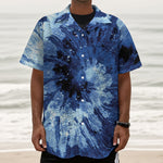 Blue And Black Tie Dye Print Textured Short Sleeve Shirt