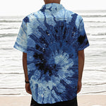 Blue And Black Tie Dye Print Textured Short Sleeve Shirt