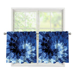 Blue And Black Tie Dye Print Tier Curtains