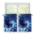 Blue And Black Tie Dye Print Tier Curtains