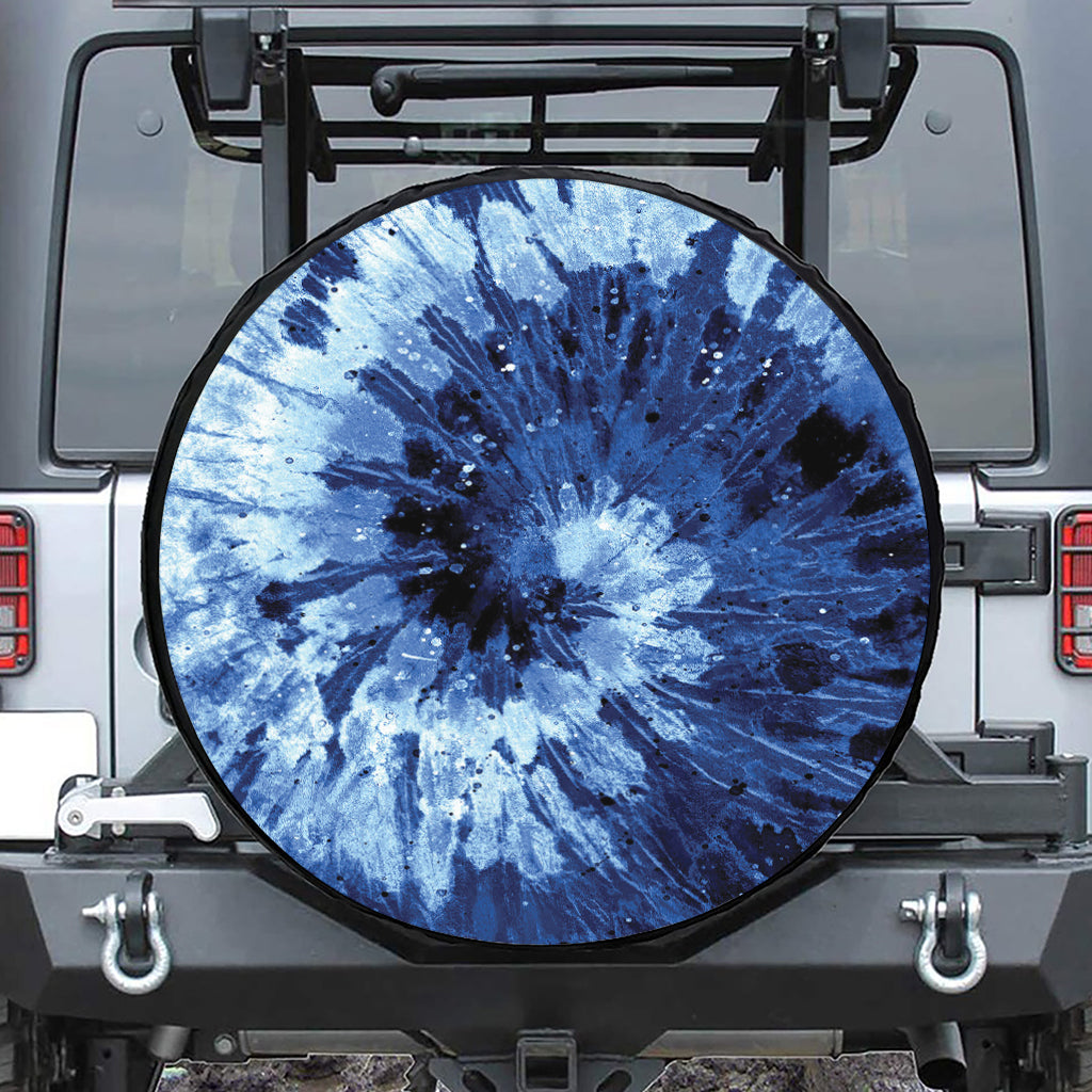 Blue And Black Tie Dye Print Tire Cover