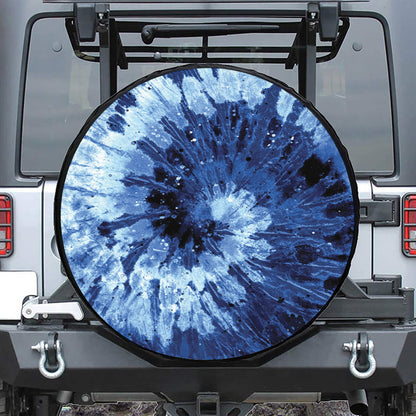 Blue And Black Tie Dye Print Tire Cover