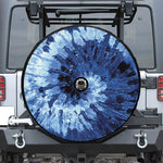 Blue And Black Tie Dye Print Tire Cover With Camera Hole