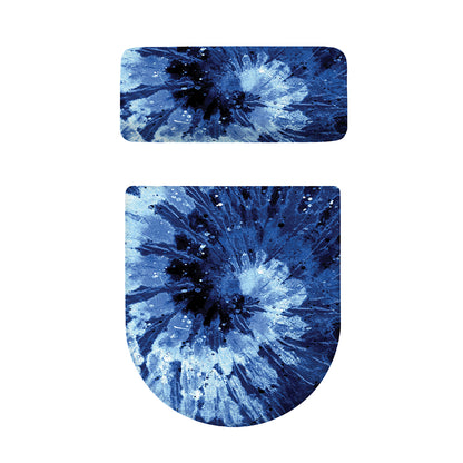 Blue And Black Tie Dye Print Toilet Lid And Tank Cover Set