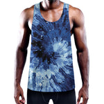 Blue And Black Tie Dye Print Training Tank Top