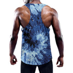 Blue And Black Tie Dye Print Training Tank Top