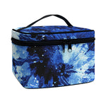 Blue And Black Tie Dye Print Travel Makeup Bag