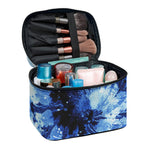 Blue And Black Tie Dye Print Travel Makeup Bag