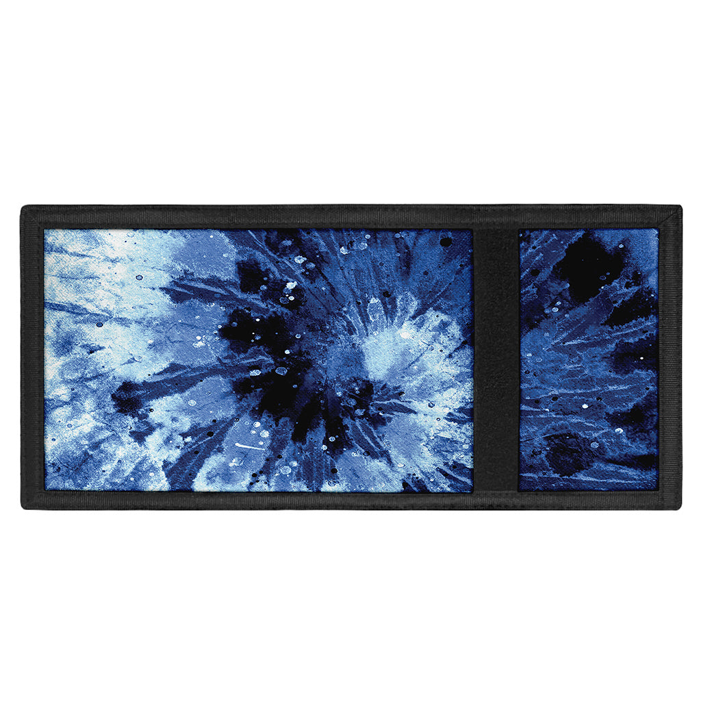 Blue And Black Tie Dye Print Trifold Wallet
