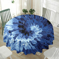 Blue And Black Tie Dye Print Waterproof Round Tablecloth