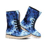 Blue And Black Tie Dye Print Winter Boots