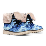 Blue And Black Tie Dye Print Winter Boots