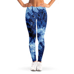 Blue And Black Tie Dye Print Women's Leggings
