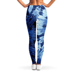 Blue And Black Tie Dye Print Women's Leggings