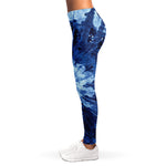 Blue And Black Tie Dye Print Women's Leggings