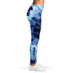 Blue And Black Tie Dye Print Women's Leggings