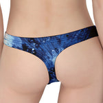Blue And Black Tie Dye Print Women's Thong
