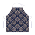 Blue And Brown Damask Pattern Print Adjustable Apron