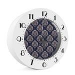 Blue And Brown Damask Pattern Print Alarm Clock