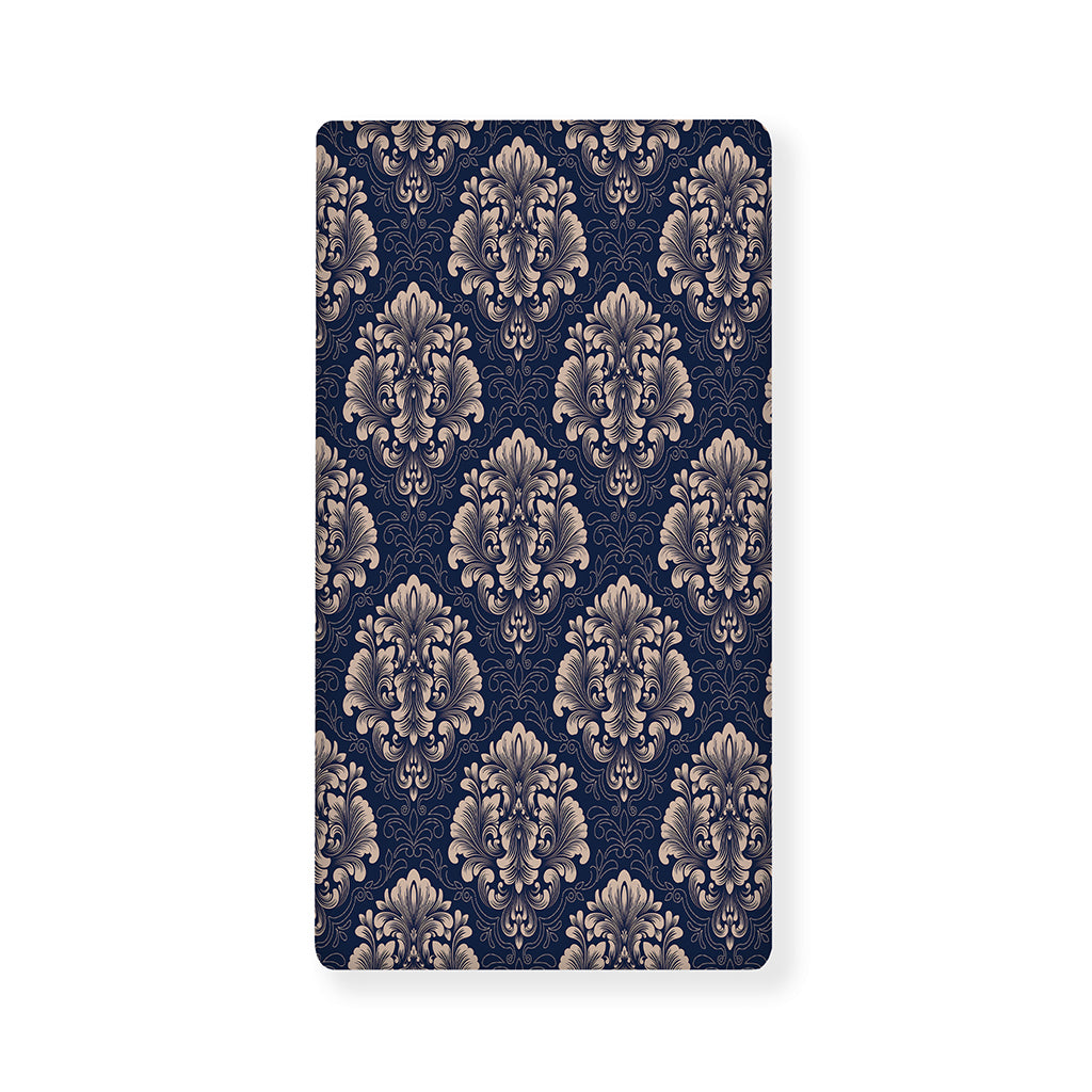 Blue And Brown Damask Pattern Print Baby Crib Sheet