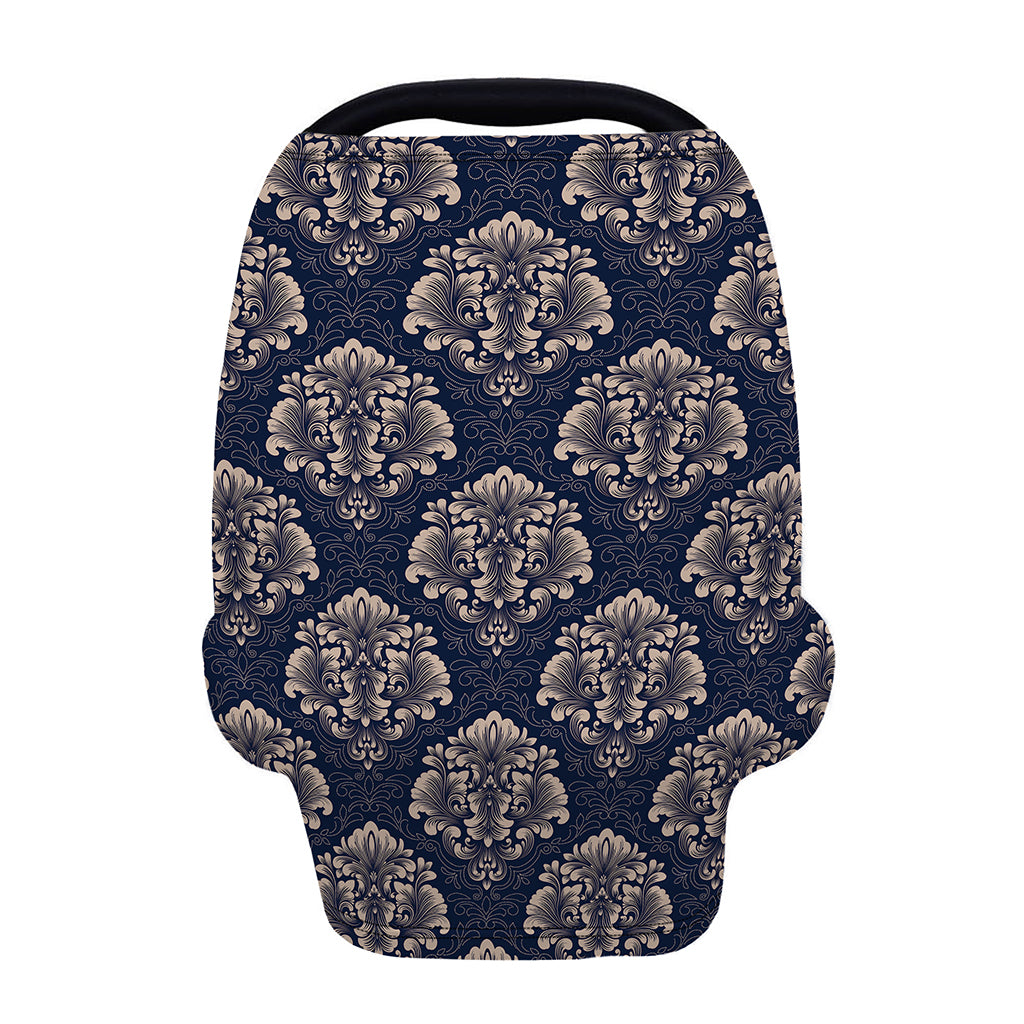 Blue And Brown Damask Pattern Print Baby Seat Cover