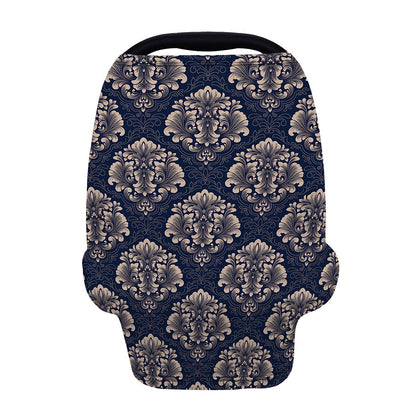 Blue And Brown Damask Pattern Print Baby Seat Cover