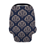 Blue And Brown Damask Pattern Print Baby Seat Cover