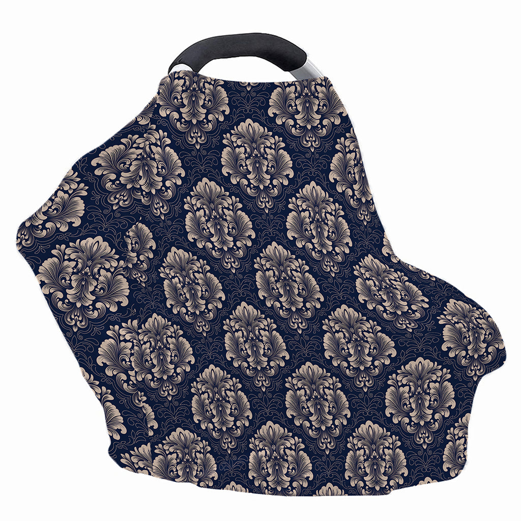 Blue And Brown Damask Pattern Print Baby Seat Cover