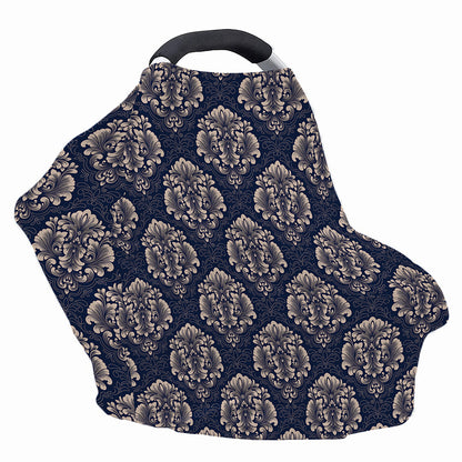Blue And Brown Damask Pattern Print Baby Seat Cover